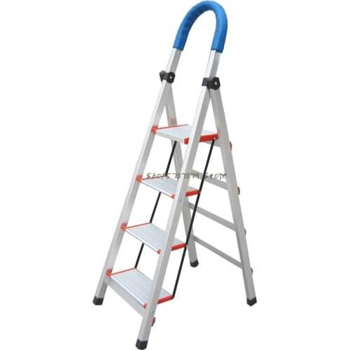 Thickened Aluminum Alloy Ladder Family Folding Ladder Four Steps Five Steps Six Steps Decoration Ladder Indoor Herringbone Ladde