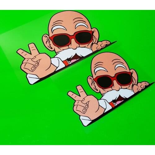 Car Styling Vinyl Sticker Second Element Cartoon Anime Old Man Oh Yeah Gesture Automobile Electric Window Tail Decals