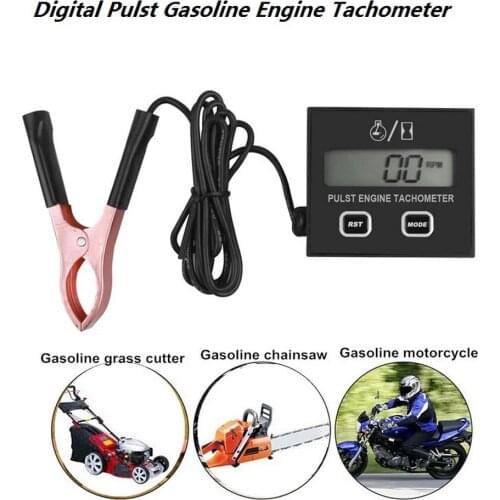 Waterproof Digital Engine Tachometer Hour Meter Tach Gauge Inductive RPM for 2 4 Stroke Gasoline Motorcycle