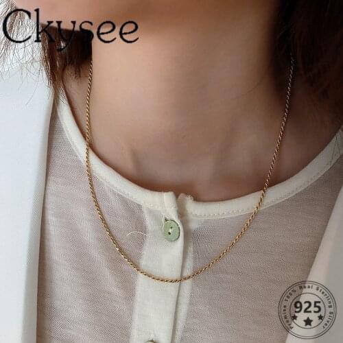 Ckysee 925 Sterling Silver Necklace Golden Twist Chain Necklace For Fashion Women Girlfriend Silver 925 Jewelry Chain Fine Gift