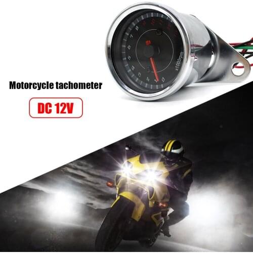 12V Universal Motorcycle Blue LED Backlit Gauge Analog Tachometer REV Counter RPM Gauge with Blue LED Backlight
