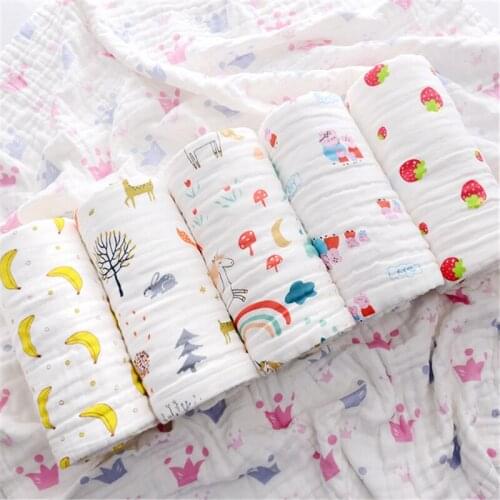 350G six layers gauze blanket for kids pure cotton blanket throws 100% cotton active printing soft bath towel cartoon pattern