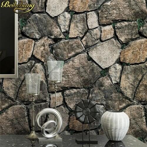 Beibehang papel de parede 3d wall panel Grey Brick Wall Stone Creek Rock Slate Effect Wallpaper Roll tv Background papel parede