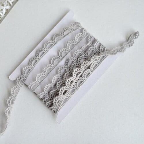 5 Meters Knitting Grey Cotton Lace Trim 100% Cotton Lace Fabric Ribbon for DIY Craft Apparel Sewing Scrapbooking Accessories