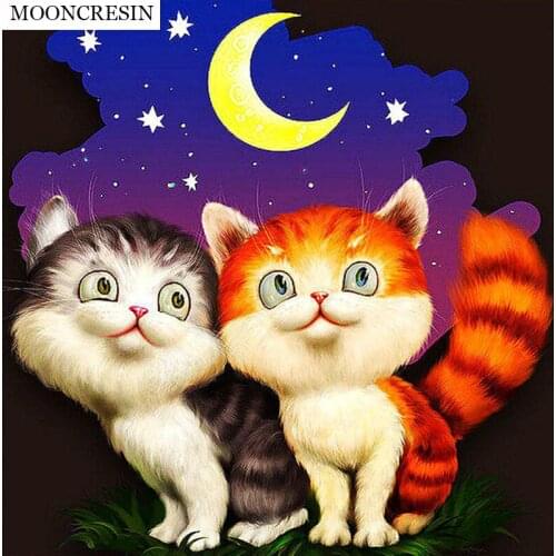 5D Diy Diamond Painting Cross Stitch Animal Lovely Cats Square Diamond Embroidery Mosaic Patterns Needlework Living Room Decor