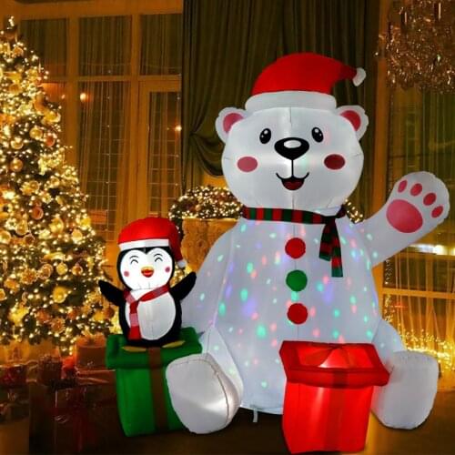 6 Feet Christmas Inflatables Decoration Blow up Santa Polar Bear Penguin With Tether Stakes LED Lighted Holiday Xmas Yard Decor