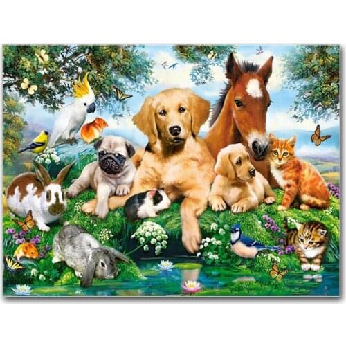5D Diamond Embroidery Horse Dog Cat Parrot Birds Diamond Painting Full Square Round Rhinestones Painting Diamond Mosaic Puzzle