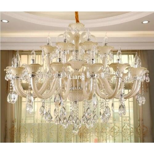 Free Shipping Modern White D120cm Crystal Chandelier Lamp 24 Lights, E14 Lustre De Crystal,Lustres De cristal Chandelier Lights