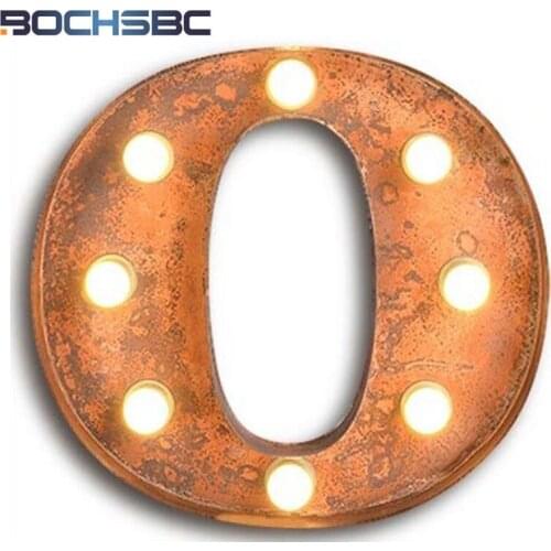 BOCHSBC Iron Wall Sconces Letters O Lights American Personality Industrial Wall Lamp for Bar Cafe Billboard Vintage Letter Light