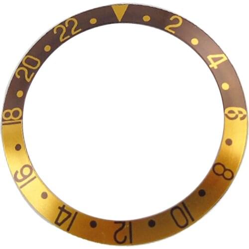Alloy 37.6mm*30.7mm Slope Gold Coffee Watch Bezel Insert fit 40mm Case
