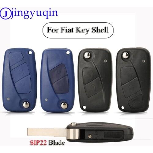Jingyuqin 3Buttons Remote Key Shell For Fiat 500 Panda Idea Punto Stilo Ducato Uncut SIP22 Blade Blank Replacement Fob Cove