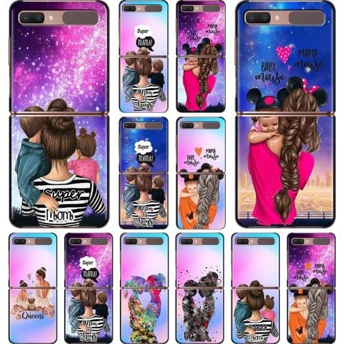 Smartphone Case For Samsung Galaxy Z Flip 3 5G Cover PC Shell Black Caso Hard Capa Fundas Super Mom Baby Girl Boy