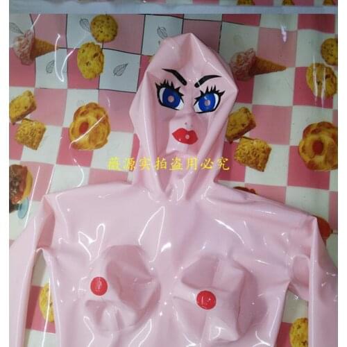 Colorful Latex Fetish Hoods Mask with Brow Eyes Mouth Back Zip
