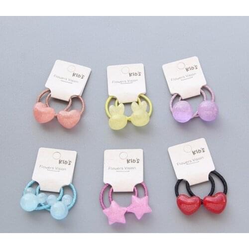 2PCS New Glittering Rabbit Head Princess Headwear Kids Elastic Hair Bands Children Hair Ropes Girls Accessories Baby Headdress