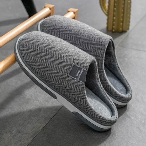 Home Slipper Man Winter Shoes Men Slippers Indoor Short Plush 2021 No-slip Warm Flock Flat With Comfortable Casual Male Sandals