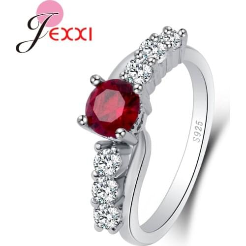 Generous Halo Rings Bridal Wedding Fingers Jewelry Hot Sale Clear Red Cubic Zirconia Exquisite Shiny 925 Sterling Silver