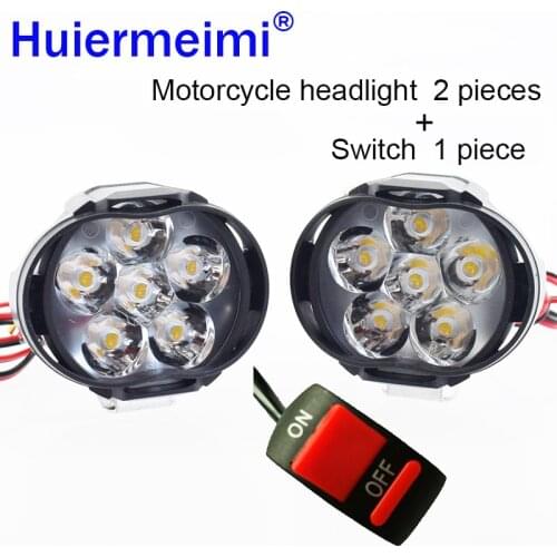 Motorcycle Headlight Scooter Fog Spotlight LED Motorbike ATV 12V 6500K Moto Working Spot Light Head Lamp White DRL Car Headlamp