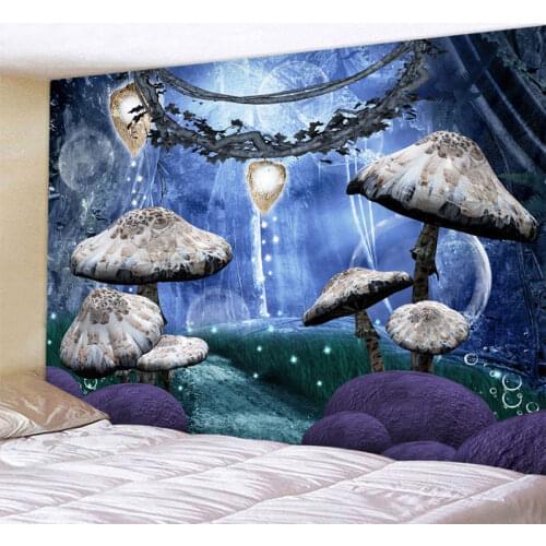 Dream Mushroom Forest Bohemian Wall Tapestry Serape Mandala Tapestry Carpet Home Living Decor Space Flower Beach Mat