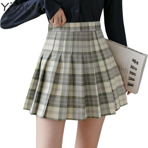 Harajuku Preppy Style Plaid Skirts Japan Korean Cute Sweet Girls Dance Mini Skirt 2021 Summer Women High Waist Pleated Skirts