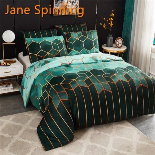 Nordic Geometric Plaid Gilt Duvet Cover Set 240x220 King Size Bedding Sets Pillowcase Double Queen Quilt Covers (No Bed Sheet)