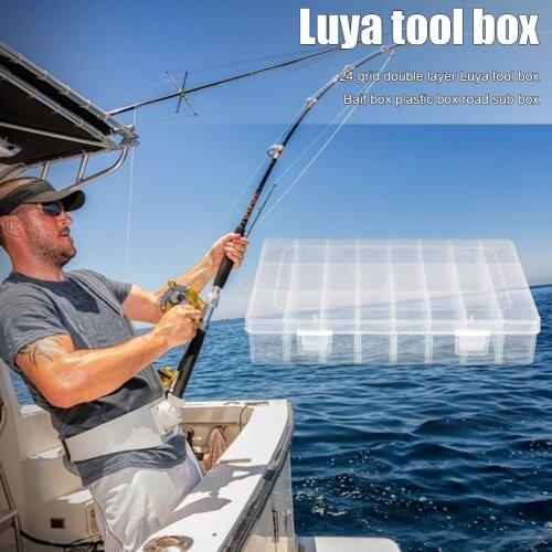 Fishing Box 24 compartments Fishing Accessories lure Hook Boxes Double Layer Fishing Gear Container Organizer Storage Case