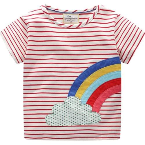 Rainbow Summer Girls T shirts with Cartoon Rainbow Print Baby Cotton Tees Fashion Childrens Clothes Toddler Girls Tops