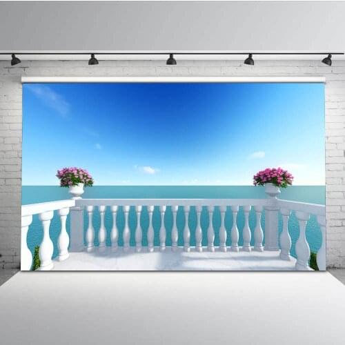 Mehofoto Summer Holiday Photo Backdrops for Photography Blue Sky and Sea Background Island Wave G-586