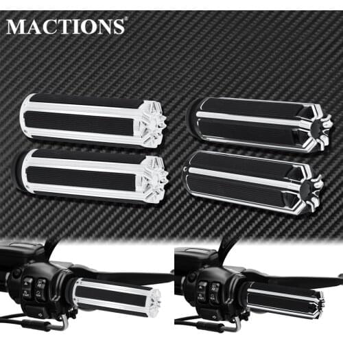 Motorcycle 1" Handlebar Electronic Throttle Hand Grips Black/Chrome For Harley Touring Heritage Softail FXSB Road Glide FLTRX