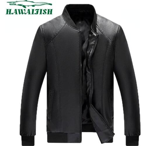 HAWAIFISH Mens Classic PU Leather Jackets Faux Leather Biker Coats Casual Streetwear Spring Autumn Mens Motorcycle Jacket