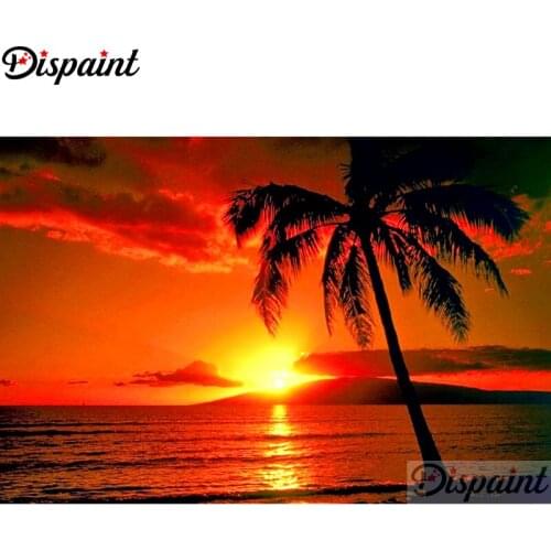Dispaint Full Square/Round Drill 5D DIY Diamond Painting "Tree sunset" Embroidery Cross Stitch 3D Home Decor A10865