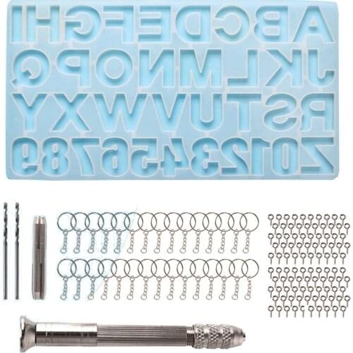 Epoxy Casting Mold Set Include 1x Hand Drill 2x Drill Bits 30x Keyrings 100x Screw Pins for Making DIY Resin Supplies