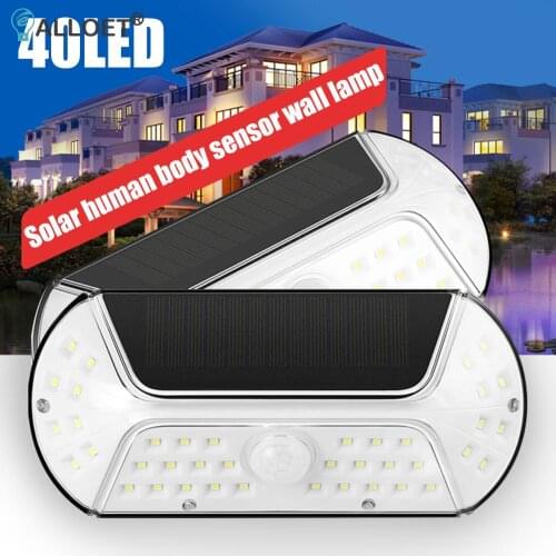 40LED Solar Panel Wall Lamp Decorative Light Outdoor Solar Human Body Sensor Wall Lamp Garden Emergency Security Light
