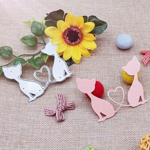 New Metal Cutting Dies Heart cats Scrapbooking DIY Album Paper Card Craft Embossing stencil Dies 83*64mm
