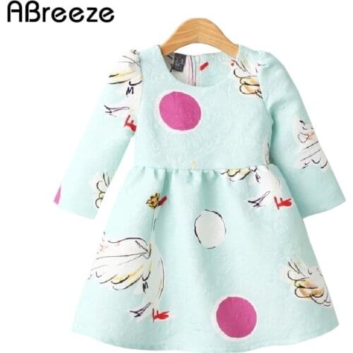 2-7 Years Young Girls Formal Dresses New Autumn Spring Fashion Kids pink/blue SWAN Dresses For Girls