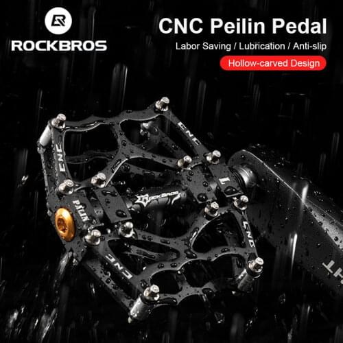 ROCKBROS MTB Road Bike Pedals Aluminum Alloy Anti-slip Bicycle Pedals CNC Peilin Hollow-carved Design Pedals Bicycle Accessories
