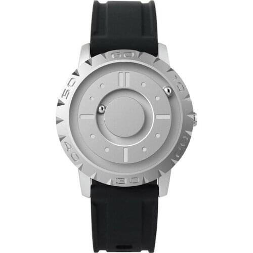 Casual Unique Minimal Magnetic Pointer Quartz Watch Wrist Watches Round Dial Resin Strap LXH