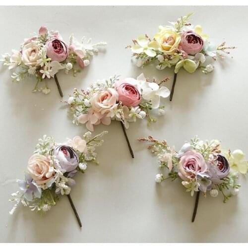 Romantic Artifical Flowers Bridal Headwear Wedding Hair Accessories Hair Pins Pearl Clips for Women Headpieces