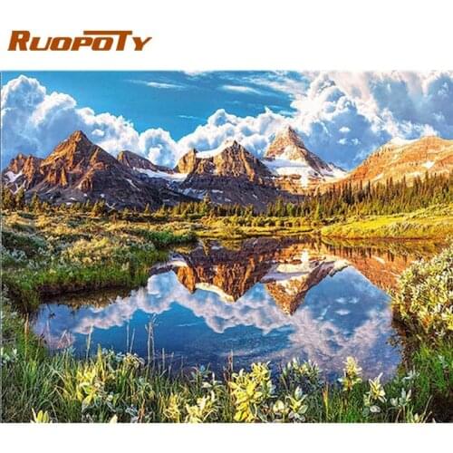 RUOPOTY Mountain Landscape Painting By Numbers Kits Handmade Unique Gift For Adults 40x50cm Frame On Canvas Home Decor Arts