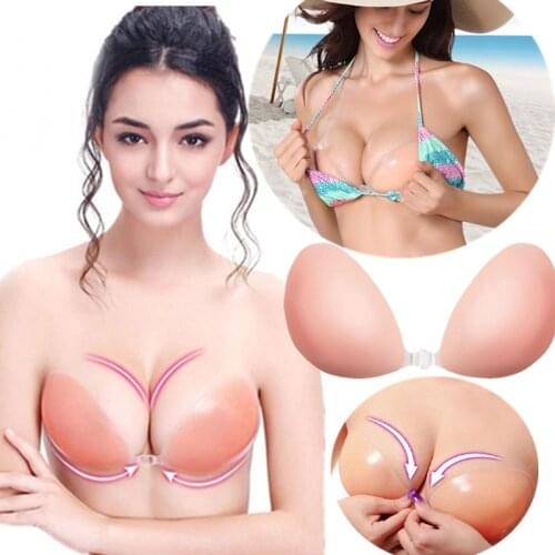 Sexy women Strapless Bra Invisible inserts Push Up bra nipple stickers Backless Stealth Self Adhesive silicone Breast Enhancer
