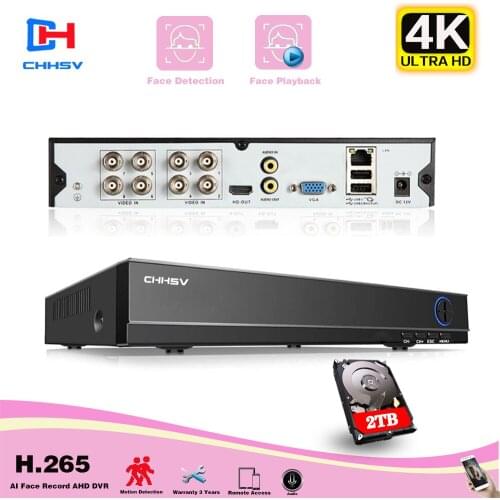 CHHSV 6 in 1 8CH 4K 5MP AHD DVR Surveillance Security CCTV Recorder 3G WIFI Hybrid DVR NVR For Analog AHD CVI TVI IP Camera