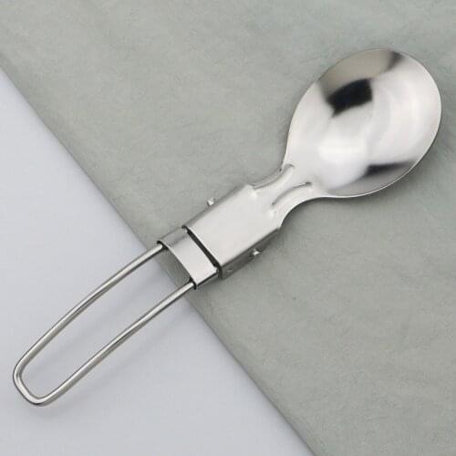 The new outdoor portable travel steel one-size-fits-all scoop stainless steel folding cutlery pair folds salad spoon knife fork