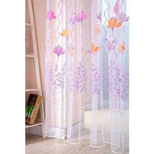 1PC Modern Lotus Sheer Curtain Tulle Window Treatment Voile Drape Valance 1 Panel Fabric Windows Curtain High Quality Decor#W