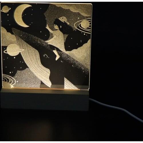 LED Night Light Wood Base For 3D Illusion Acrylic