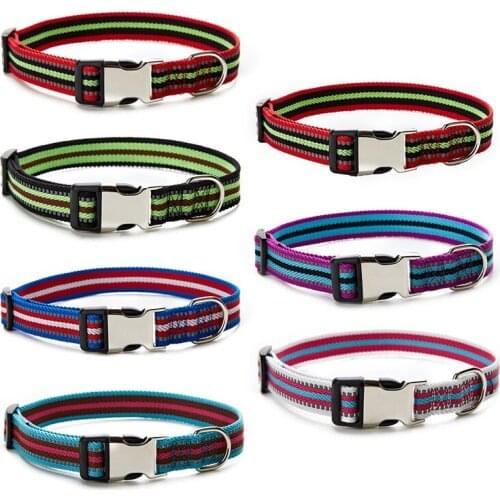 Dog Reflective Collar Galvanized Metal Buckle Collar Diving Cloth Necklace Nylon Small Medium Large Dog Collars High Quality