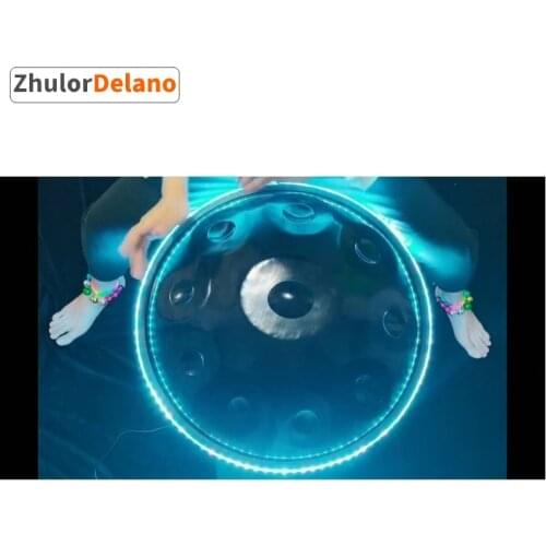Luminous Handpan Drum Luminescent UFO Handpan Drums 9 Or10 Notes Nitrided Steel Percussion Musical Instrument 22 Inch Bluetooth