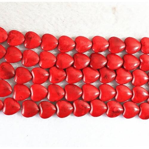 Dark Red Calaite Turquoises Stone Loose Beads 12mm 15mm Hot Sale Heart Shape Women Diy Loose Beads Jewelry Finding 15" B284