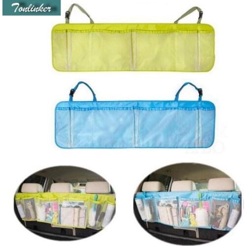 Tonlinker Universal Oxford Cloth Car Backseat Pocket Trunk Hanging Bag Organizer Pouch Net Back Seat Arrangement Container Bag