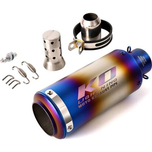 Universal 38-51 mm Exhaust Muffler Pipe Motorcycle Tail Escape No DB Killer Street Bike ATV Exhaust Tips Stainless Steel Blue