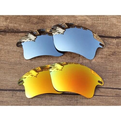 Vonxyz 2 Pairs Ruby Mirror & Chrome Mirror Polycarbonate Replacement Lenses for-Oakley Fast Jacket XL Frame