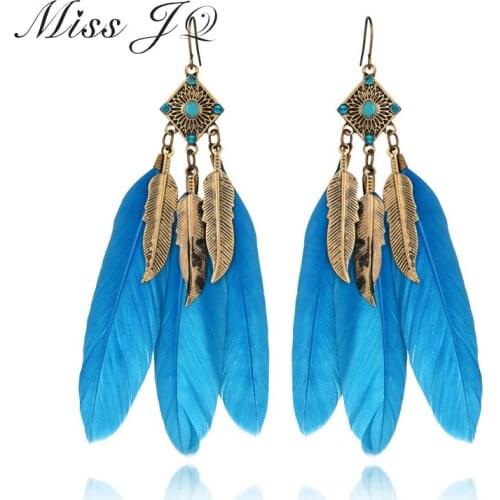 3 Colors 2017 Summer Bohemia Vintage Ethnic Charm Leaves Drop Earrings Jewelry Rhinestone Feather Tassel Pendant Earrings Women